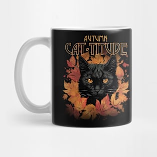 Autumn Cat-Titude Fall Leaves Mug